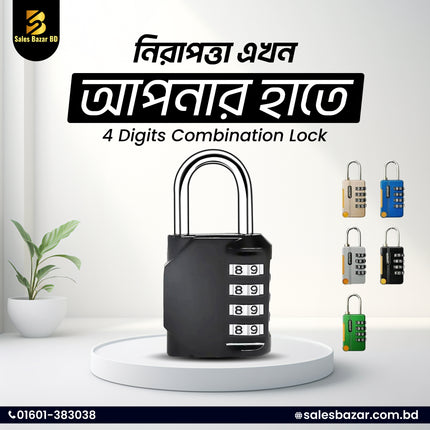Combination Mini Size Padlock, 4 Digits, Waterproof Outdoor Heavy Duty